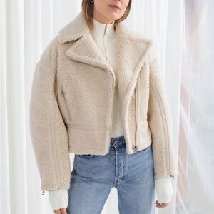 NWOT Cropped Faux Shearling Jacket